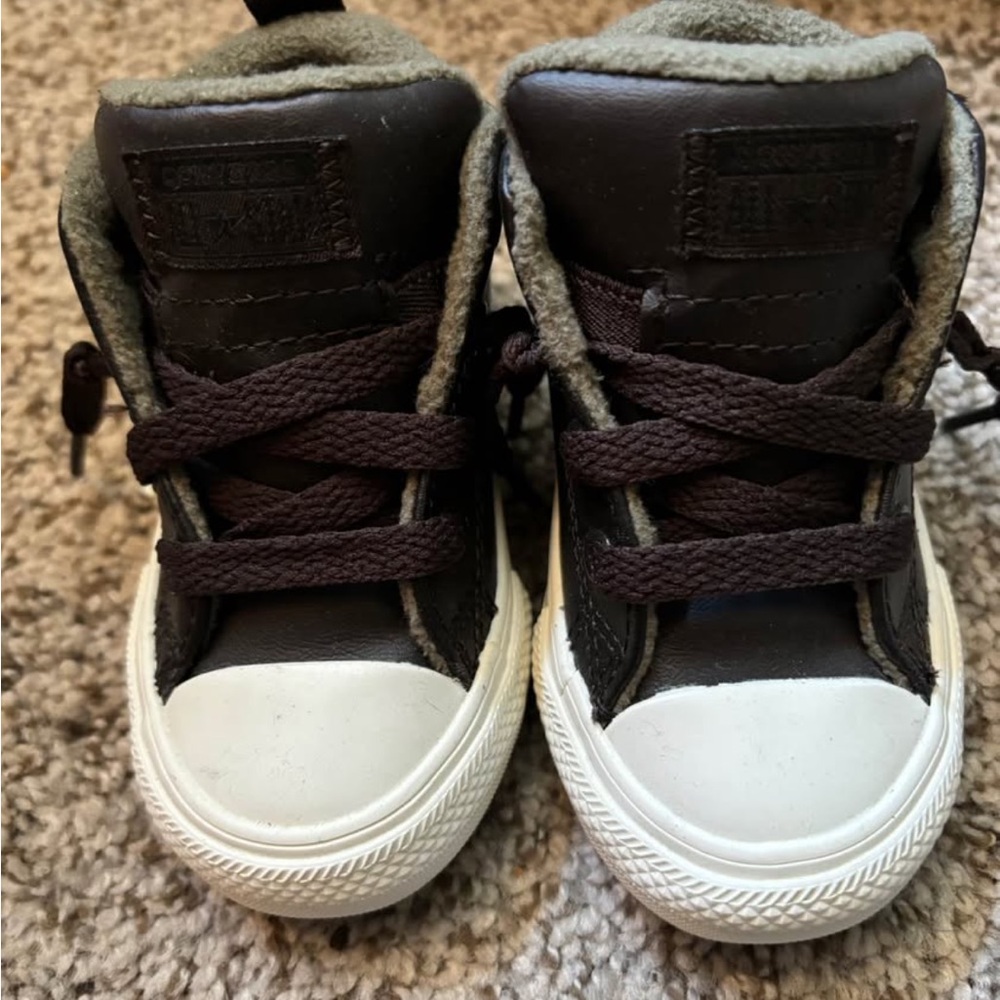 Kids Brown High-Top Sneakers